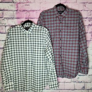BONOBOS STANDARD FIT MEDIUM REGULAR PLAID BUTTON FRONT LONG SLEEVE BUNDLE 2
